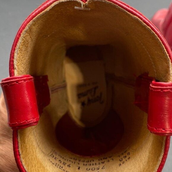 Vintage Tony Lama Round Toe Red Leather Western Cowboy Boot Women's 4.5 w / Tags - Picture 3 of 6